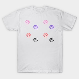 colored dog paw sticker pack design T-Shirt